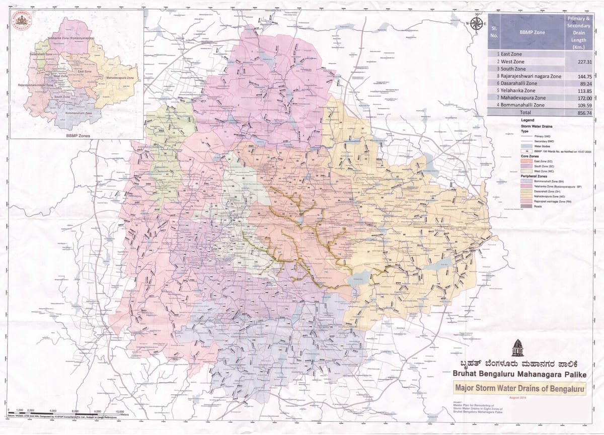 bản đồ của BBMP rajakaluve